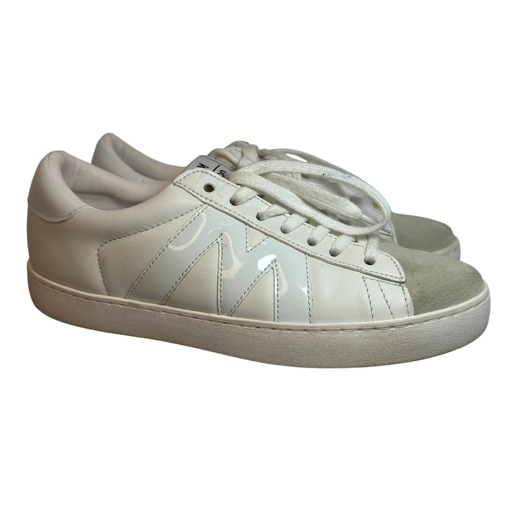 Steve Madden McKayla White Leather Suede Logo Lace Up Womens Sneakers‎ Size 7.5